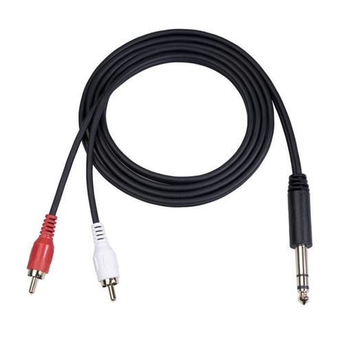 Câble Audio Double RCA mâle à mâle, prise en métal plaqué or 1.5m 6.35