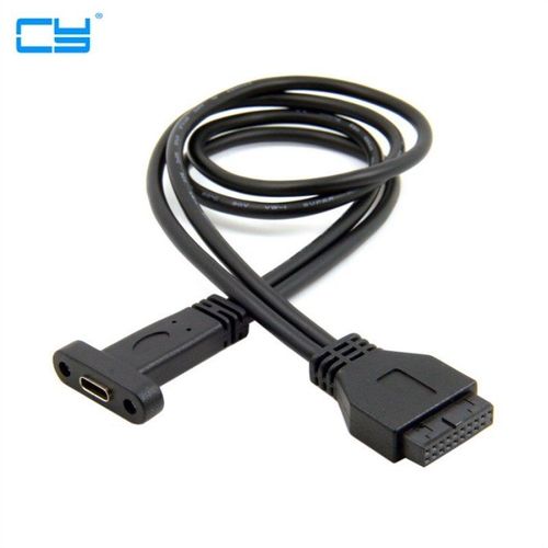 Câble de 50cm Type C USB C femelle vers USB 3.0, carte mère 20 broches, montage sur panneau avec support d'extension de panneau arrière PCI