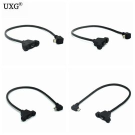 Connecteur Micro USB 2.0 mâle à Micro USB 2.0 femelle, câble d'extension 30cm 50cm avec vis trou de montage du panneau