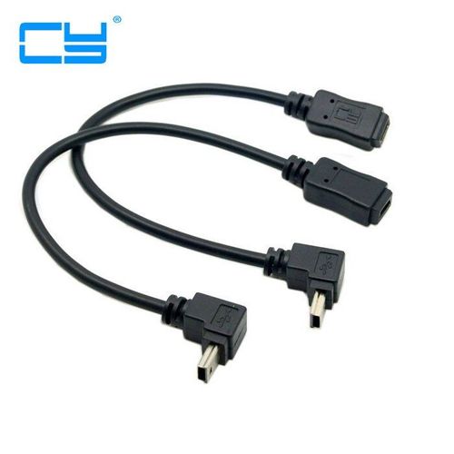 Câble d'extension Mini USB 5 broches mâle à femelle, coudé à 90 degrés, 0.2m 20cm, Mini adaptateur USB 5 broches, câble court