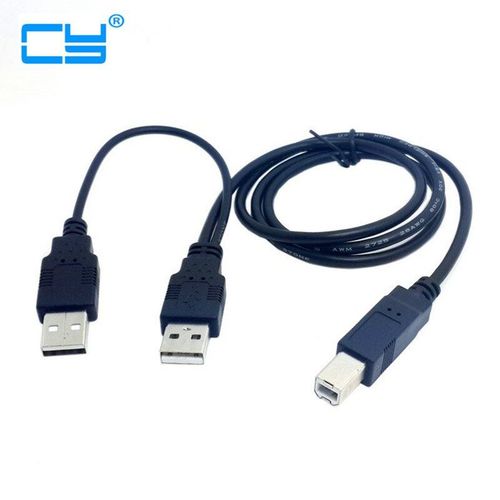 Câble double USB 2.0 mâle vers Standard B mâle Y de 80cm pour imprimante, Scanner et disque dur externe