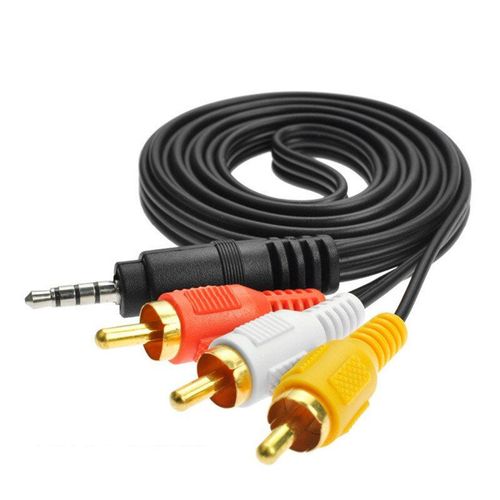Câble Audio et vidéo 3.5MM Jack mâle vers 3 RCA, câble AV 3RCA pour boîtier TV, DVD, CD, haut parleur d'ordinateur, 1.5m /5ft