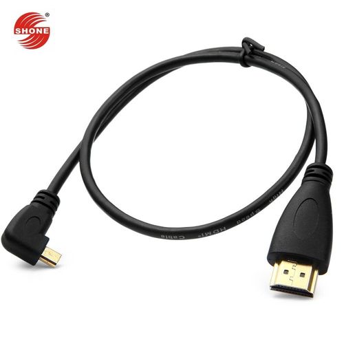 Câble Micro HDMI 90 degrés vers HDMI mâle HDTV, pour téléphone portable et tablette et appareil photo, 50cn, 150cm