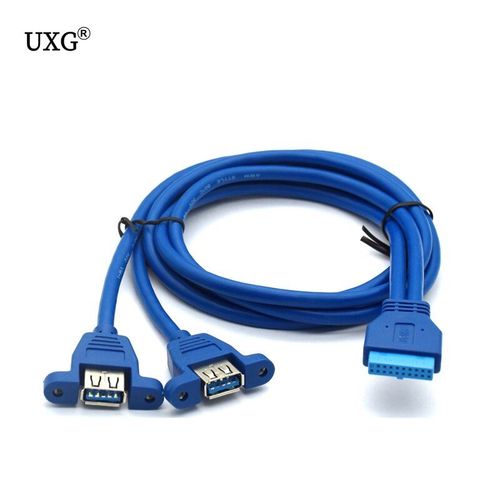Carte mère USB 3.0 avec câble d'extension à double Ports 19 broches 20 broches vers USB 3.0 femelle 30cm 50cm 80cm 1ft 2ft avec Type de montage à vis