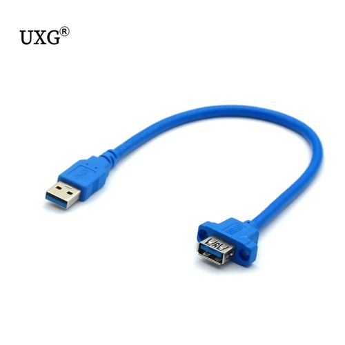 Câble d'extension USB3.0 mâle à femelle de haute qualité avec trou de vis, peut verrouiller le câble de montage du panneau pour PC portable 30cm 60cm 1 pièce
