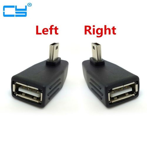 Adaptateur Mini Usb Otg coudé à 90 degrés, connecteur de câble de données de voiture, adaptateur mâle à femelle pour tablette PC/MP3/téléphone portable/GPS