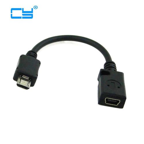 Câble adaptateur Micro USB mâle vers Mini USB femelle de 0.1M, pour téléphones MP3 MP4 10cm, noir, 10 pièces/lot, livraison gratuite + numéro de suivi
