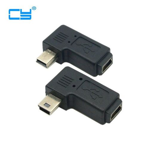 Adaptateur Mini USB 5 broches mâle/femelle, 90 degrés, coudé à gauche et à droite, Extension, noir, livraison gratuite + numéro de suivi