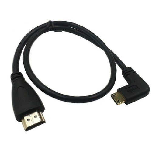 Câble Mini HDMI vers HDMI, coudé à gauche à 90 degrés, connecteur de 0.5m pour caméra 5D2 5D3 et tablette Tf101 Surface et DV MP4