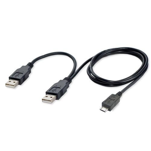 Câble Micro USB 5 broches vers deux USB A Type Y pour disque dur Mobile de 2 ou 5 pouces