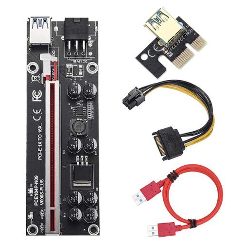 Carte graphique VER009S Plus PCI E Riser, 60cm, PCI Express 1X à 16X USB 3.0, connecteur SATA à 6 broches, nouveauté