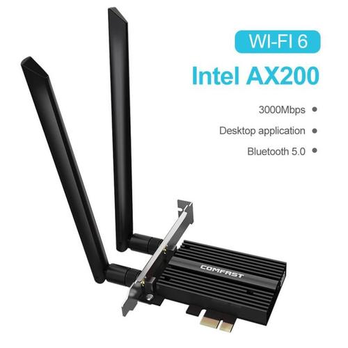 Carte réseau wi fi 6 E 802.11ax, 3000/5Ghz, 2.4 mb/s, PCIe (Intel AX200 Pro), adaptateur sans fil double bande pour ordinateur de bureau, PCI Express