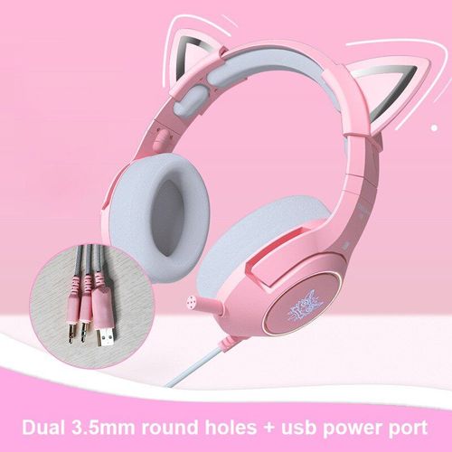 Casque de jeu filaire rose K9, oreille de chat, mignon, avec Microphone, HiFi, 2021 canaux, musique, pour ordinateur portable, nouveau, 7.1