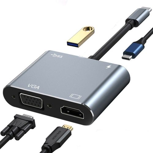 Adaptateur USB C 4k/type c vers VGA, convertisseur Audio/vidéo, compatible HDMI, PD 87W, chargeur rapide pour Macbook pro, Samsung s9/s10