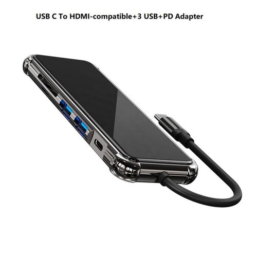 Adaptateur USB C vers HDMI/USB/PD/TF/SD 4K 30HZ 5 en 1 / 6 en 1, puce indépendante, Stable et sécurisée, fabrication soignée