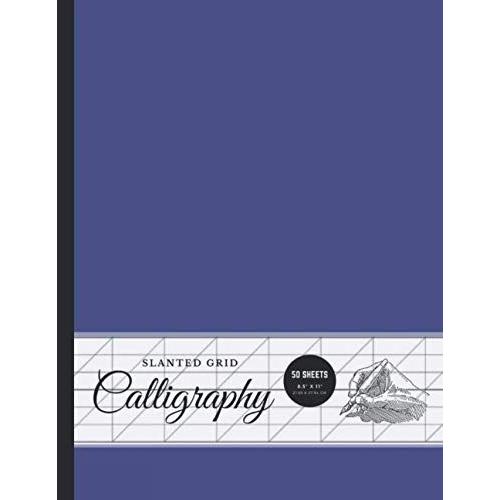 Slanted Calligraphy Paper 50 Sheets 8.5"X 11", Blank Calligraphy Practice Sheets - Indigo Color Cover