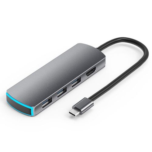 Adaptateur Hub USB C 6 en 1, adaptateur USB C vers HDMI, lecteur de carte TF et Ethernet, 3 Ports USB 3.0