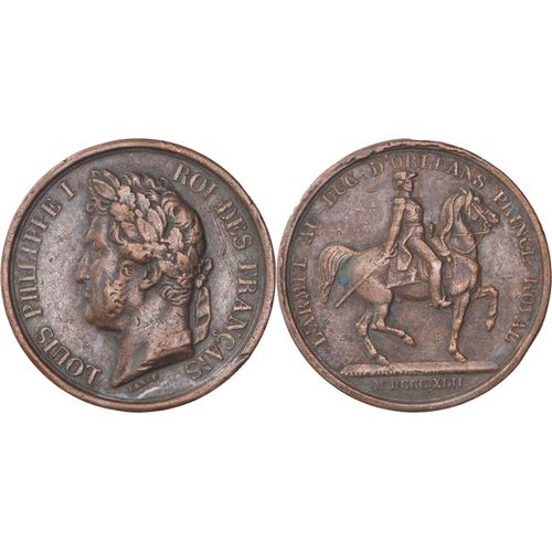 France - Médaille - 1842 - L'armée Du Duc D'orléans Prince Royal - Louis Philippe I Roi Des Français - Statue Équestre - H129