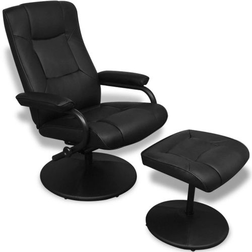 Fauteuil Chaise Siège Lounge Design Club Sofa Salon Avec Repose-Pied Cuir Synthétique Noir Helloshop26 1102063/4