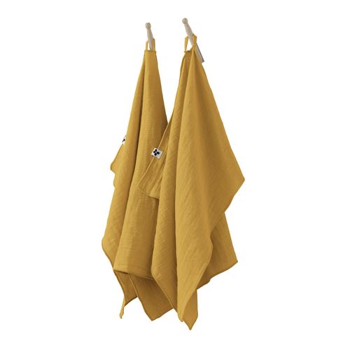 Lot De 2 Essuie-Mains 50x70 Cm Gaze De Coton Gaïa Safran