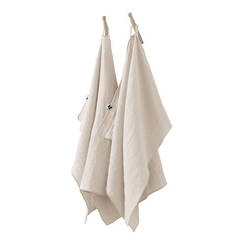 Lot De 2 Essuie-Mains 50x70 Cm Gaze De Coton Gaïa Naturel
