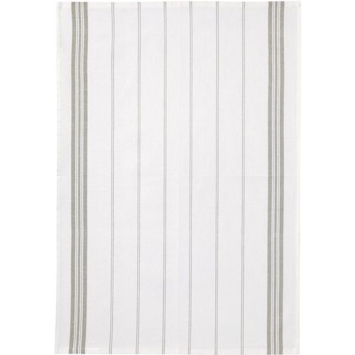 Lot De 2 Torchons 50x70 Cm Coton Raye Ficelle