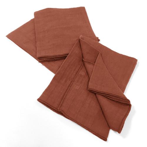 Lot De 3 Serviettes 40x40 Gaze De Coton Terracotta