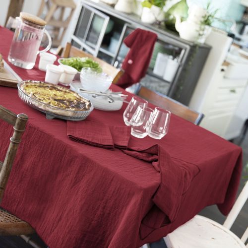 Nappe Rectangle 150x250 Cm Gaze De Coton Lie De Vin
