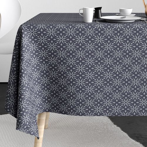 Nappe 150x350 Cm Polyester À Motifs Flocon Gris