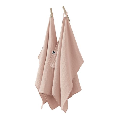 Lot De 2 Essuie-Mains 50x70 Cm Gaze De Coton Gaïa Guimauve