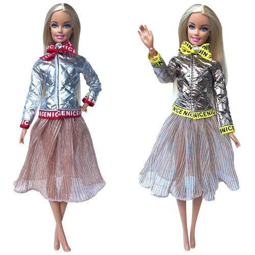 Taille Toi Robe De Poupée Pour Fille, 2 Ensembles, Top, Mode, Vêtements Décontractés, Haut, Jupe, Robe De Fête Pour Barbie, Accessoires, Cadeau