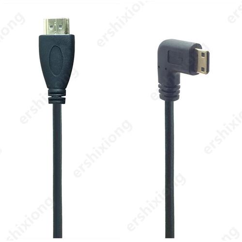Câble Mini adaptateur 3D 1080p compatible HDMI, prise plaquée or Type C à angle droit pour caméra, moniteur, projecteur, notebook, TV, 0.5M