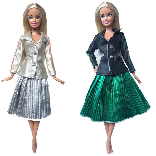 Taille T Robe De Poupée Pour Fille, 2 Ensembles, Top, Mode, Vêtements Décontractés, Haut, Jupe, Robe De Fête Pour Barbie, Accessoires, Cadeau