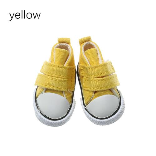 Taille Jaune Chaussures De Poupée En Denim De 5cm, 1 Paire, Mini Chaussures En Denim Pour Poupées Faites À La Main, Baskets À Semelles Montantes, 1/6