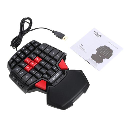 Ensemble clavier et souris filaire T9 Gaming professionnel, une main, 1600 DPI, USB, LED, nouvelle collection