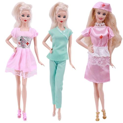 Taille 3 Pièces Costume D'infirmière Pour Barbie, 3 Pièces De Vêtements Pour Poupée Barbie De 11 Pouces 26-28 Cm, Accessoires De Cosplay