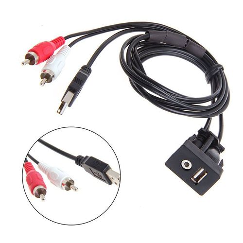 Câble stéréo USB AUX femelle vers 2 RCA mâle, 1M, 3.5mm, pour voiture et bateau, montage en surface, livraison directe