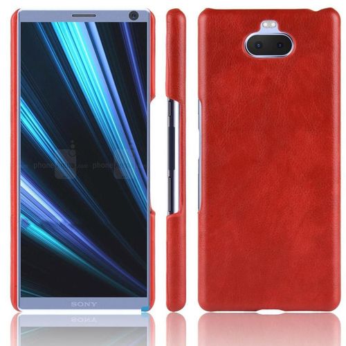 Rétro Étui Pour Sony Xperia 10 Plus Modèle De Litchi Anti Éraflure Housse De Protection Compatibilité Rétro - Rouge