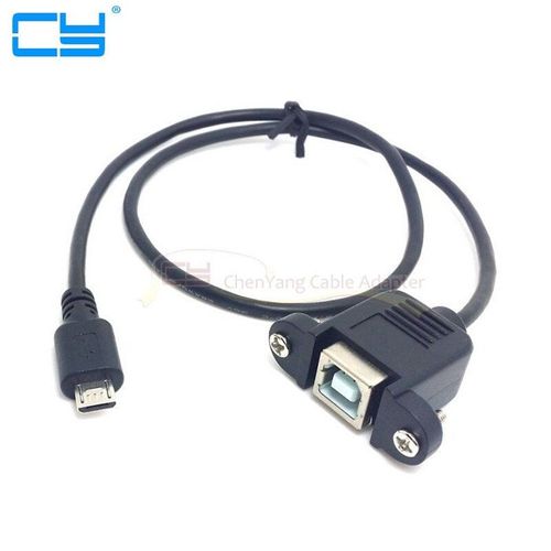 Câble Micro USB 5 broches mâle vers USB B femelle, Type de montage sur panneau 30cm 50cm avec vis