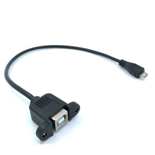 Connecteur Micro USB 2.0 mâle vers USB 2.0 B femelle, câble à 5 broches, trou de montage sur panneau, 30cm 50cm