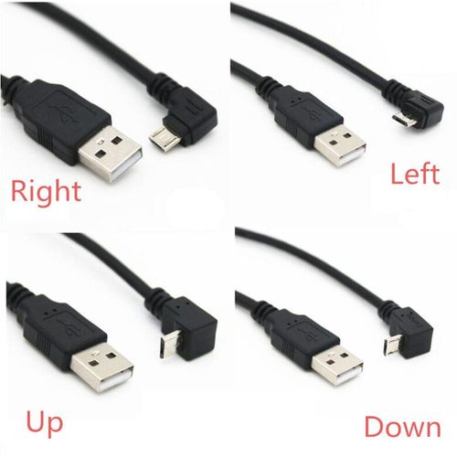 Câble de connexion USB Micro USB mâle à mâle, coudé haut, bas, gauche et droite à 90 degrés, câble de Charge de données 25cm 500cm pour tablette