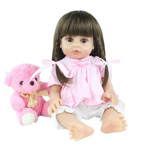 Taille Fille Blue Eyes Poupée De Bébé En Silicone Souple Pour Fille Et Garçon, Jouet Réaliste, Corps Souple, Princesse De 19 Pouces, Cadeau D'anniversaire, À La Mode, 48 Cm