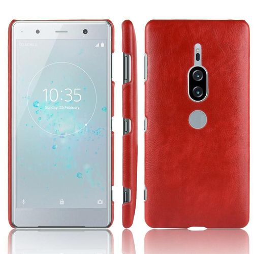 Rétro Étui Pour Sony Xperia Xz2 Premium Rétro Housse De Protection Modèle De Litchi Compatibilité Anti Éraflure - Rouge