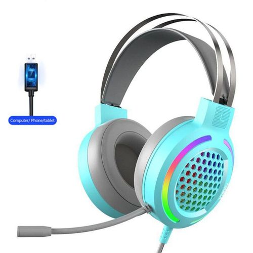 Casque de jeu professionnel rose avec Microphone, pour PC, ordinateur, son Surround 7.1, lumière RGB