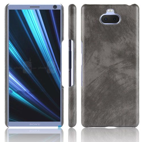Rétro Étui Pour Sony Xperia 10 Plus Anti Éraflure Modèle De Litchi Housse De Protection Compatibilité Rétro - Gris