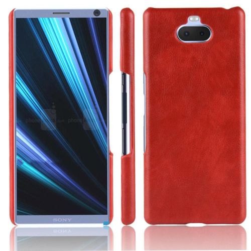 Rétro Étui Pour Sony Xperia 10 Plus Anti Éraflure Modèle De Litchi Housse De Protection Compatibilité Rétro - Rouge
