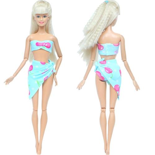 Taille NO DOLL Kit de vêtements pour poupée Barbie, avec 1 maillot de bain  bikini en bleu cerise, 1 chaise de plage, 1 bouée de sauvetage et 1  pantoufle, accessoire de 4 articles