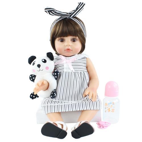 Taille Fille Brown Eyes Poupée De Bébé En Silicone Souple Pour Fille Et Garçon, Jouet Réaliste, Corps Souple, Princesse De 19 Pouces, Cadeau D'anniversaire, À La Mode, 48 Cm