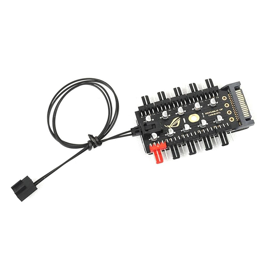 Carte mère 1 à 10 4 broches PWM Cooler Fan HUB Splitter Extension 12V prise d'alimentation PC adaptateur de contrôleur de vitesse