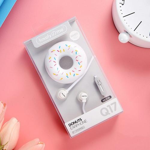 Écouteurs intra auriculaires portables Q17, oreillettes mignonnes, Macarons donuts, dessin animé, blanc/rose/vert/bleu/noir/vert menthe, 3.5mm